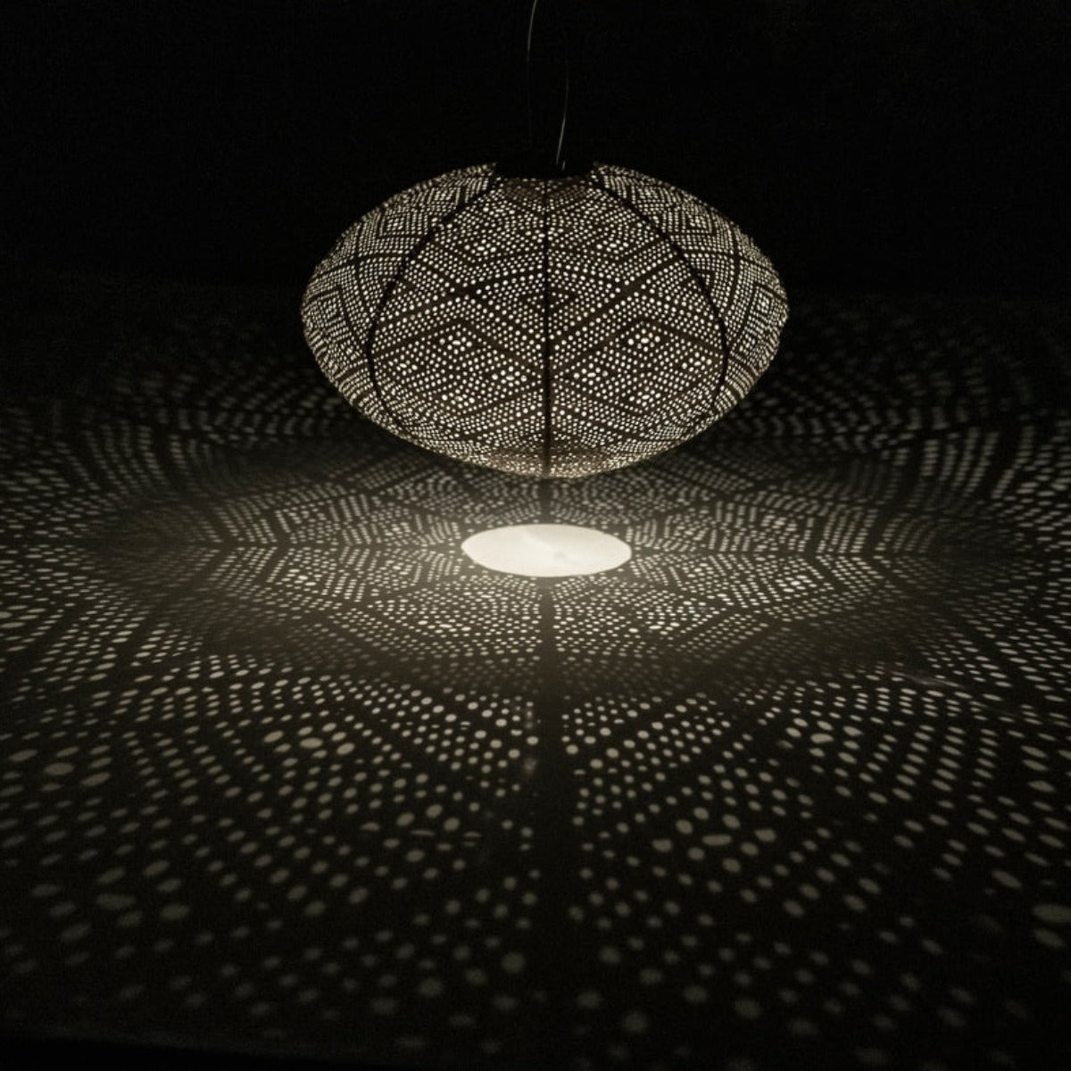 Oval Ikat Lantern - Gold