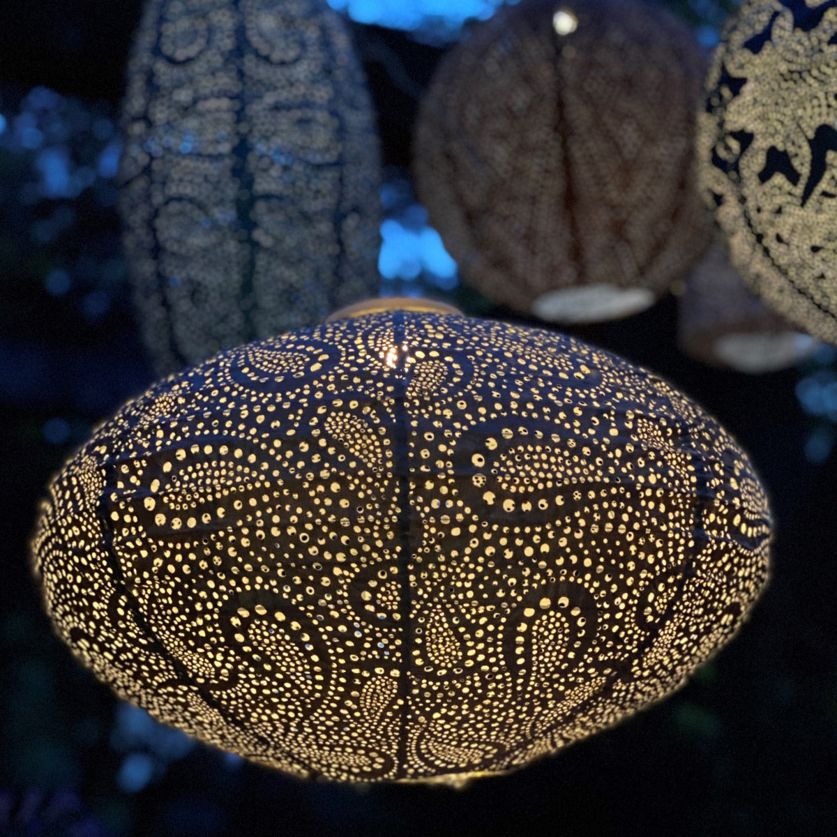 Oval Paisley Lantern - Taupe
