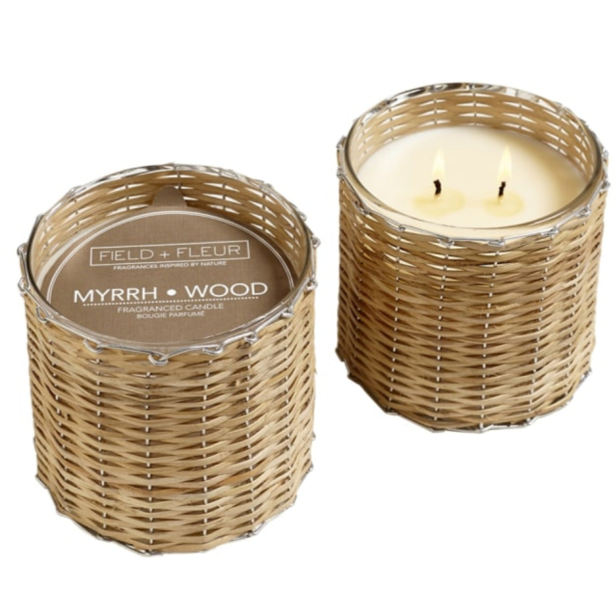 Myrrh Wood 2 wick handwoven candle 12oz