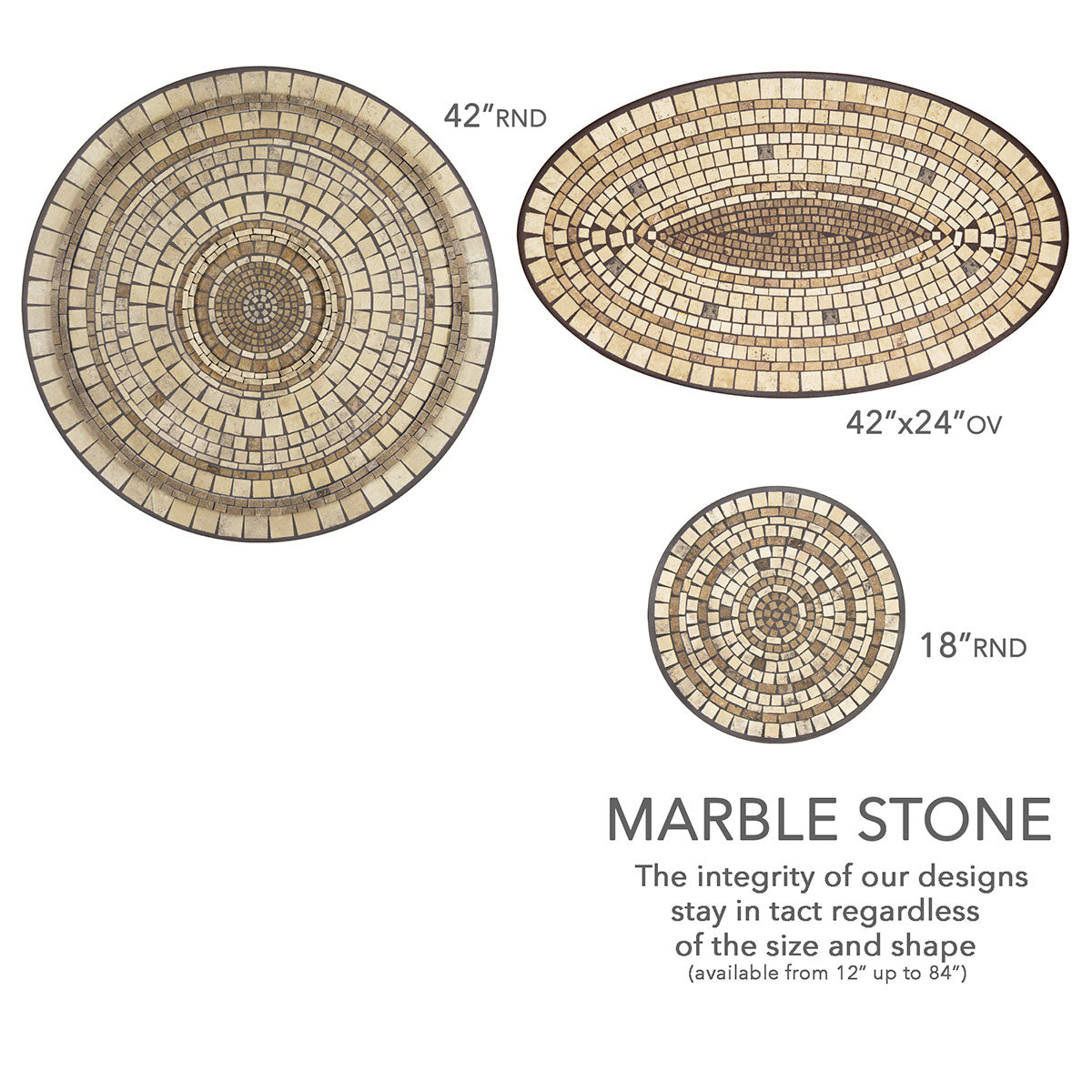 Marble Stone Mosaic Coffee Table - Rect-Iron Accents