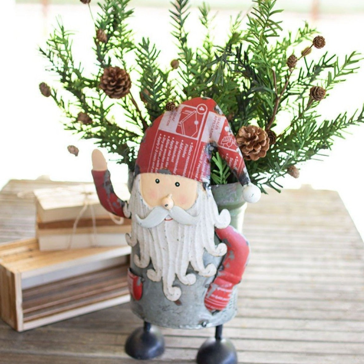 Metal Santa w/ Bucket