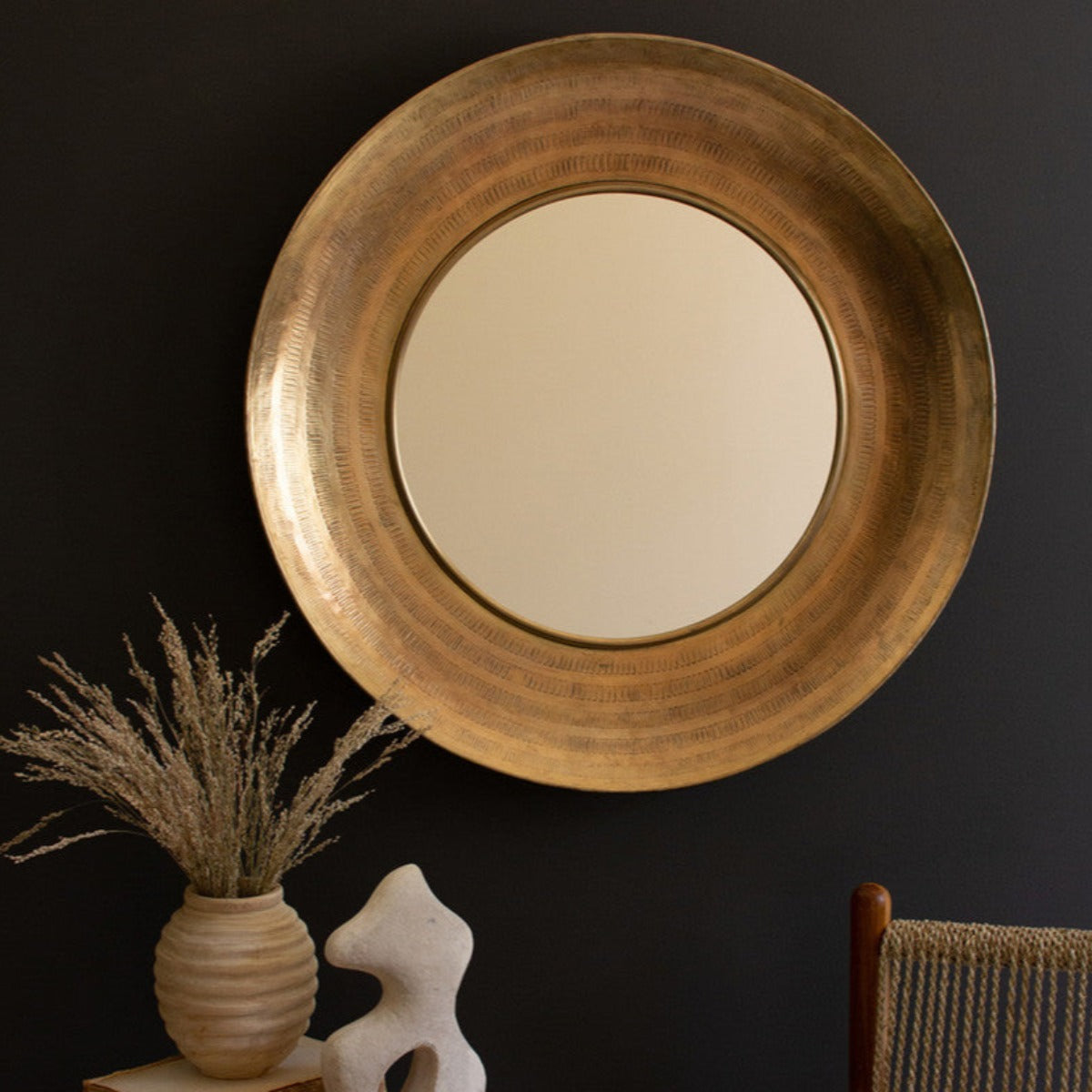 Hammered Brass Mirror