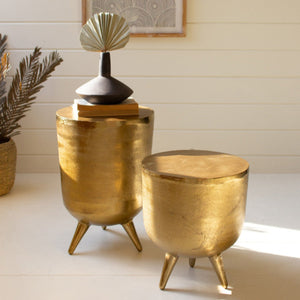 Antique Brass Drum Tables