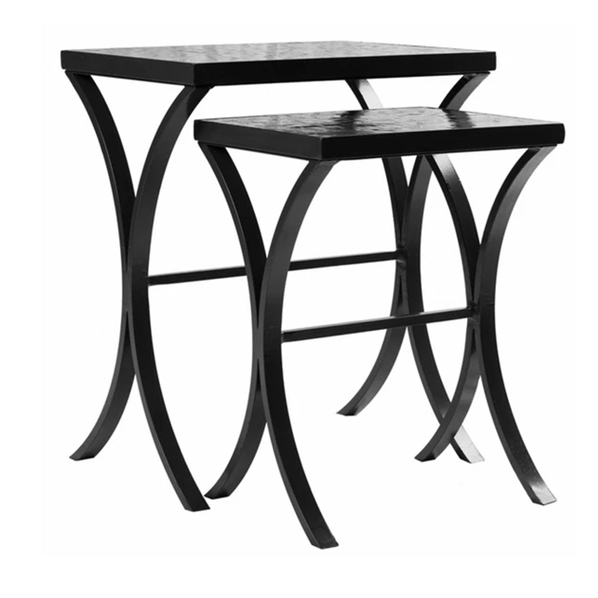 Jade Glass Mosaic Nesting Tables-Iron Accents