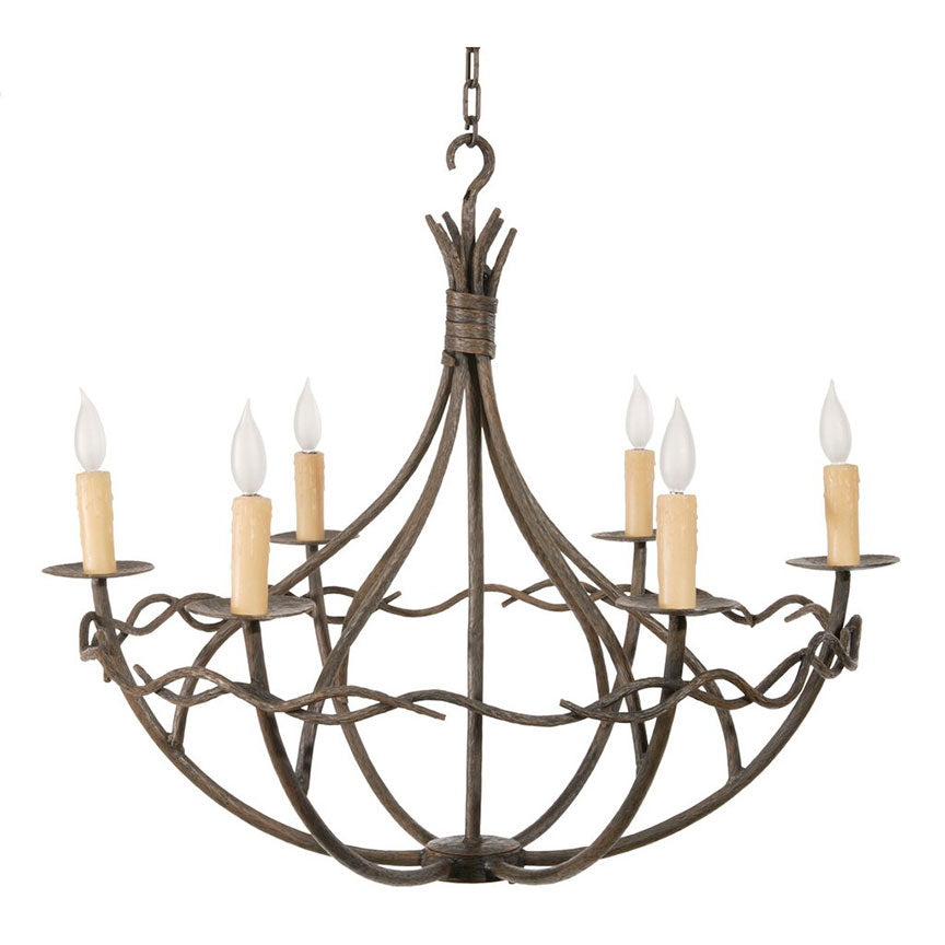Norfork 6 Arm Chandelier-Iron Accents