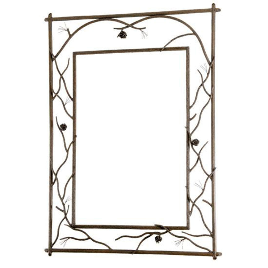 Pine Branched Wall Mirror-Iron Accents