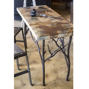 Pine Console Table-Iron Accents
