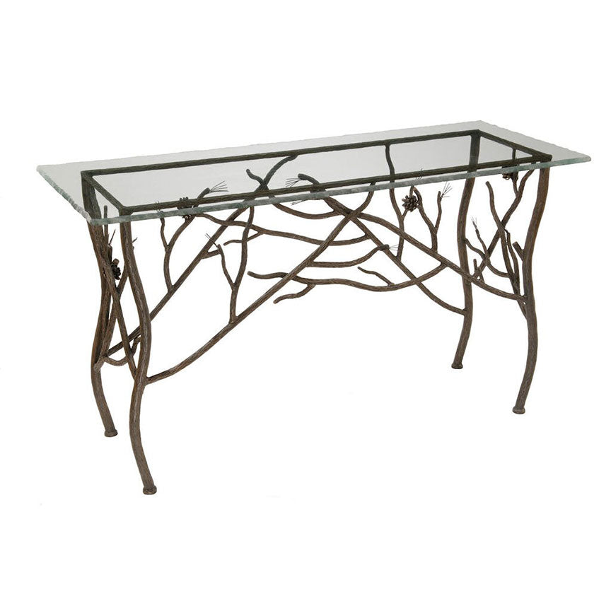 Pine Console Table-Iron Accents