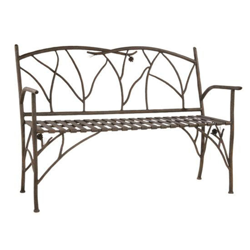 Pine Hand Forged Iron Bench-Iron Accents