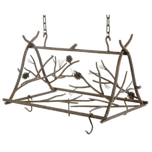Pine Hand Forged Iron Pot Rack-Iron Accents