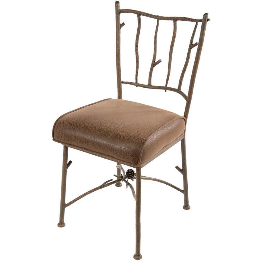 Pine Hand Forged Side Chair-Iron Accents