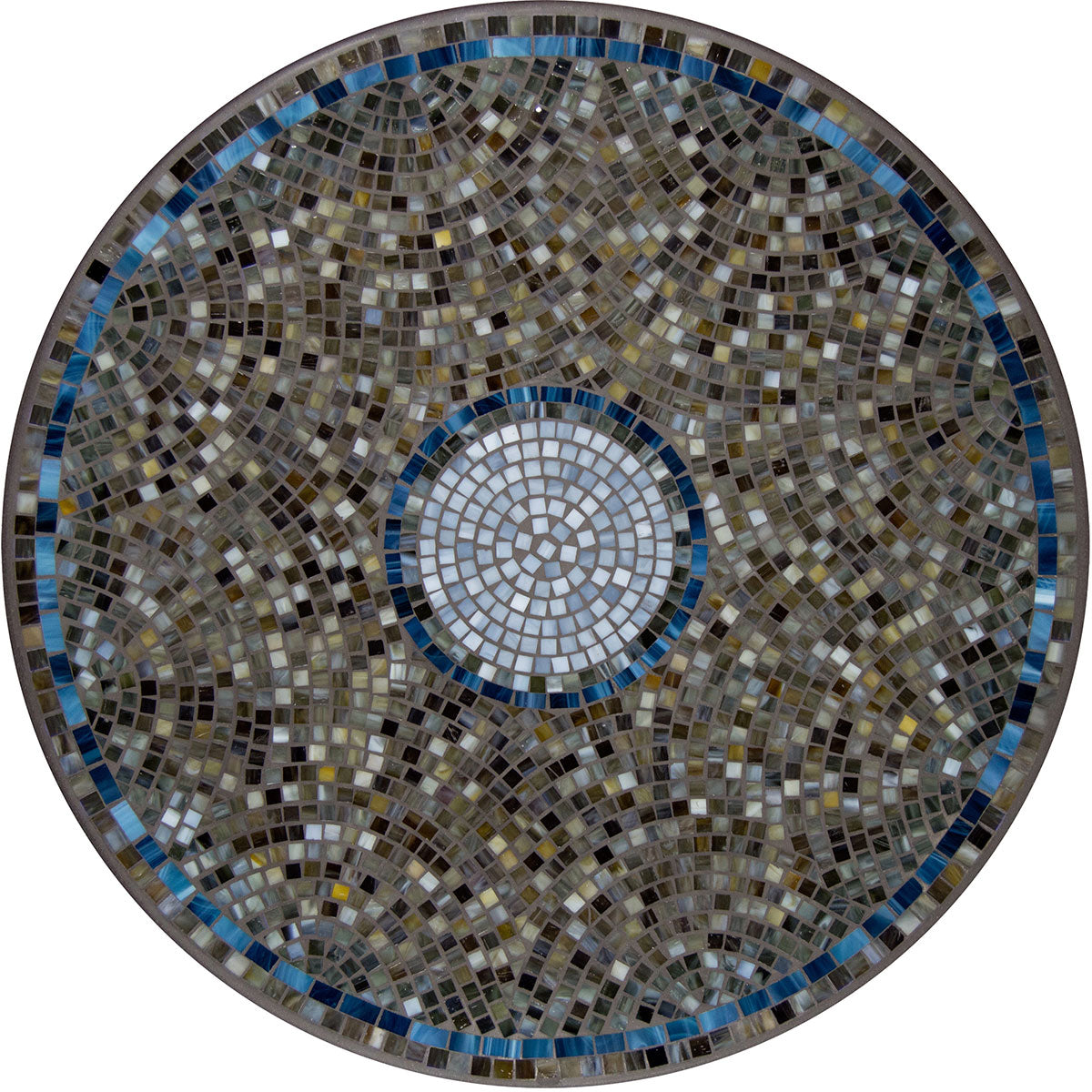 Slate Glass Mosaic C-Table-Iron Accents