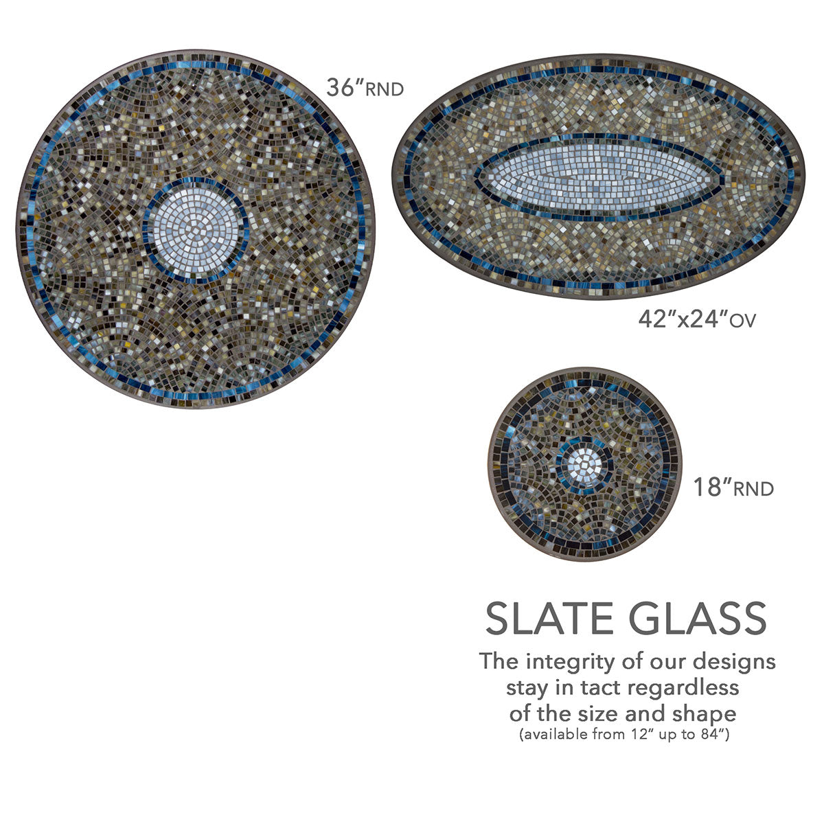 Slate Glass Mosaic Coffee Table - Rect-Iron Accents