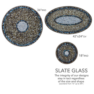 Slate Glass Mosaic Oval Bistro-Iron Accents