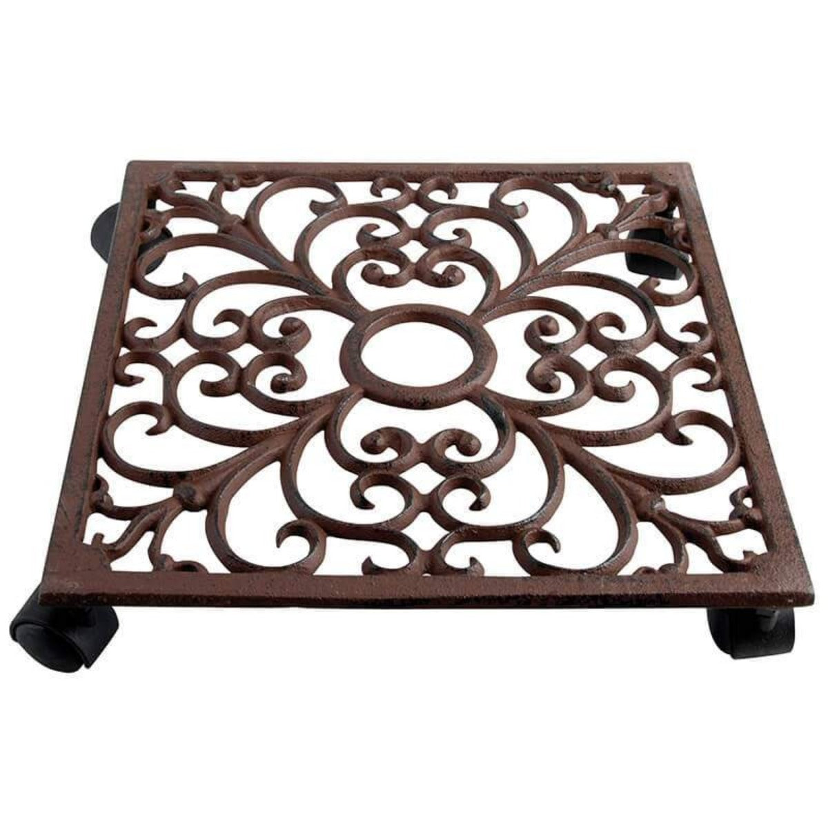 Wrought Iron Plant Trolley - Square-Iron Accents