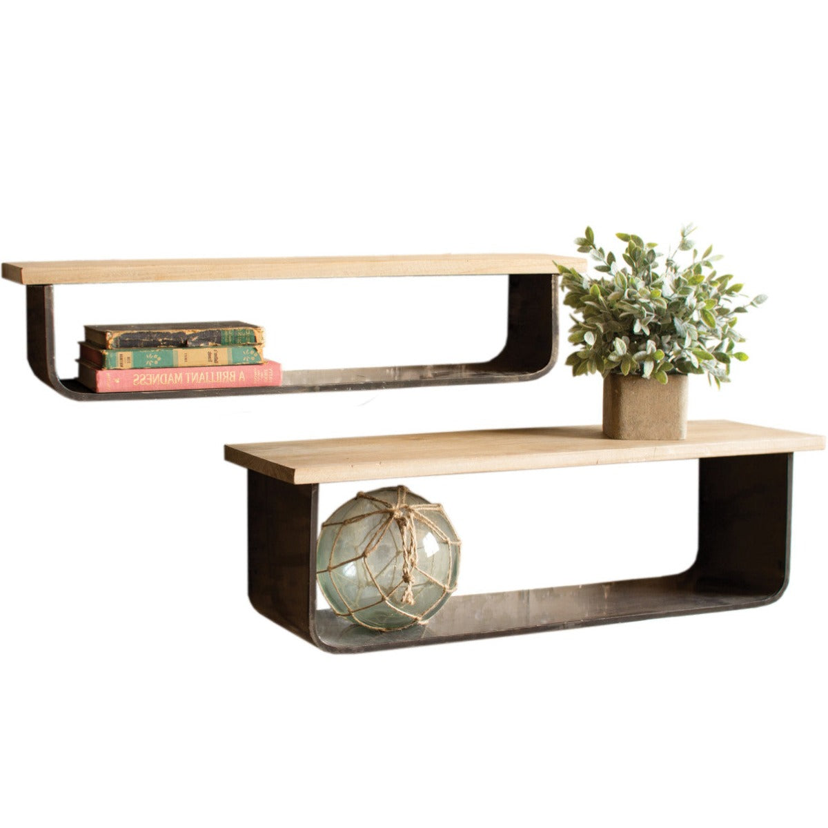 Floating Metal & Wood Shelves
