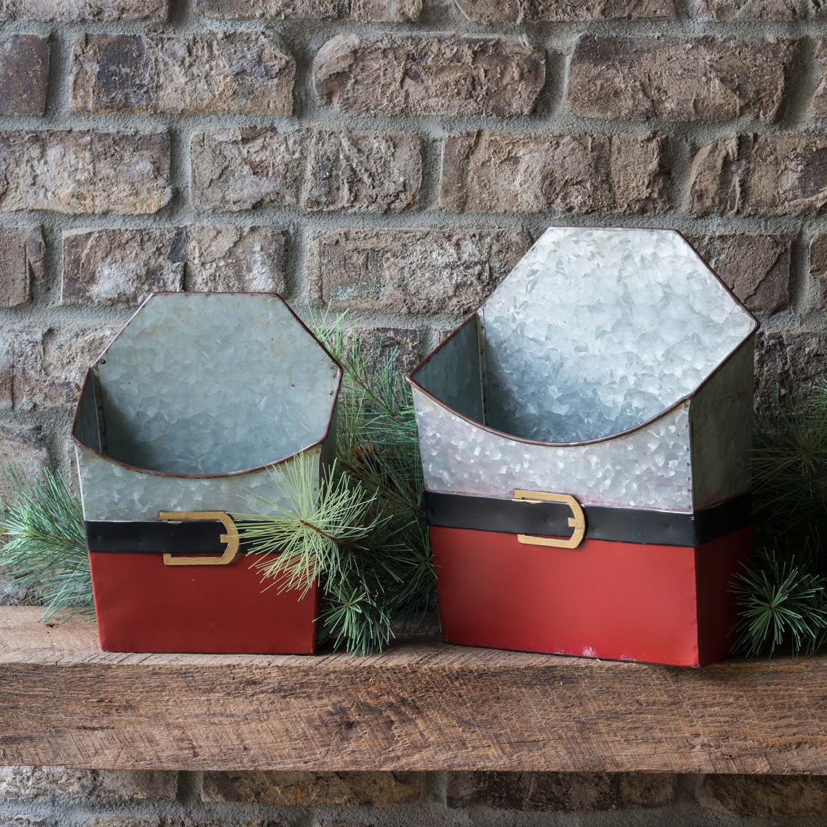 Santa Metal Wall Buckets (Set-2)-Iron Accents