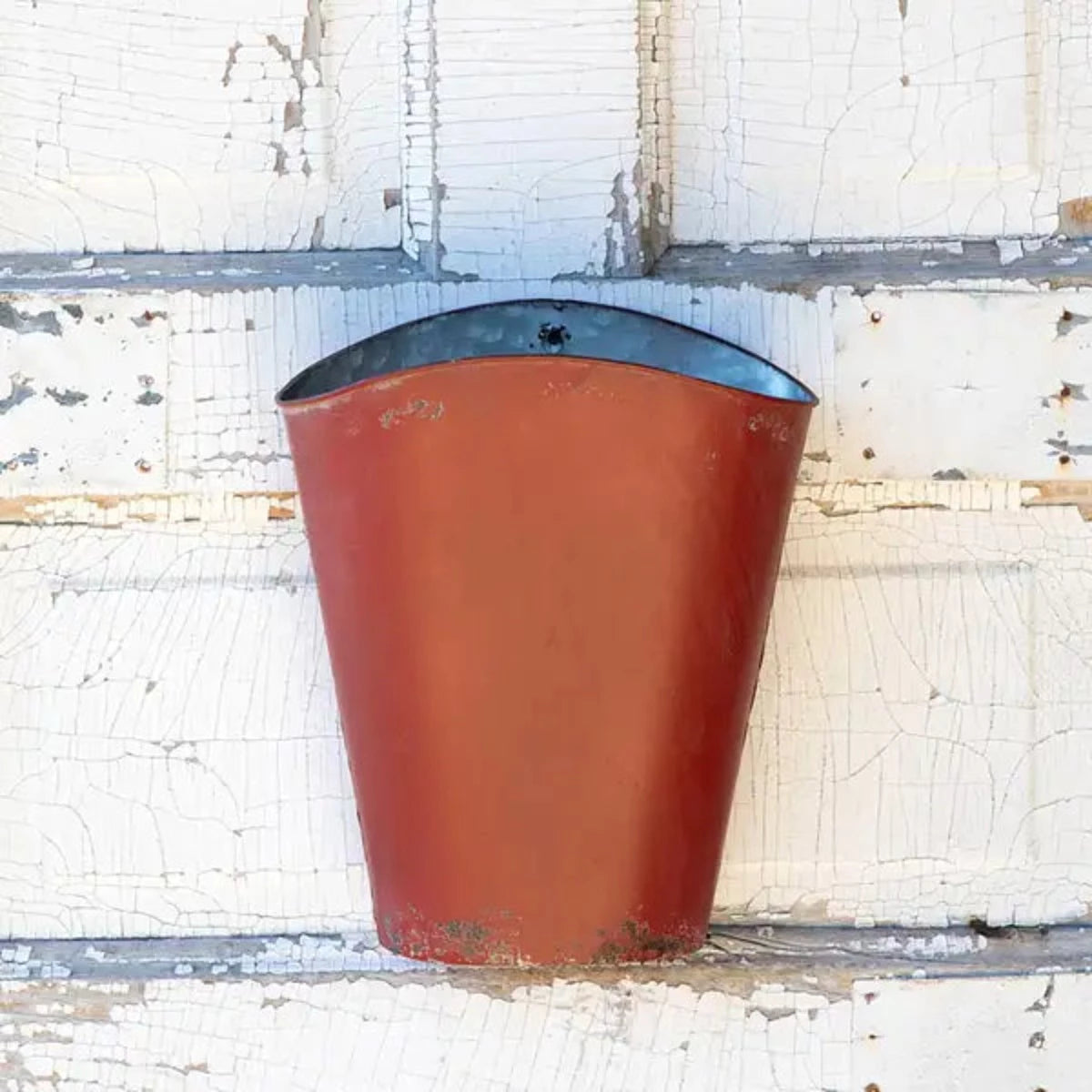 Old Red Metal Wall Pocket