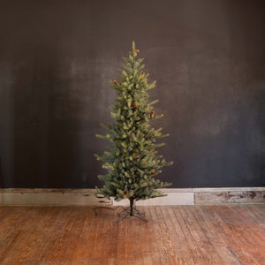 7.5' Park Hill Slim Blue Spruce LED-Iron Accents
