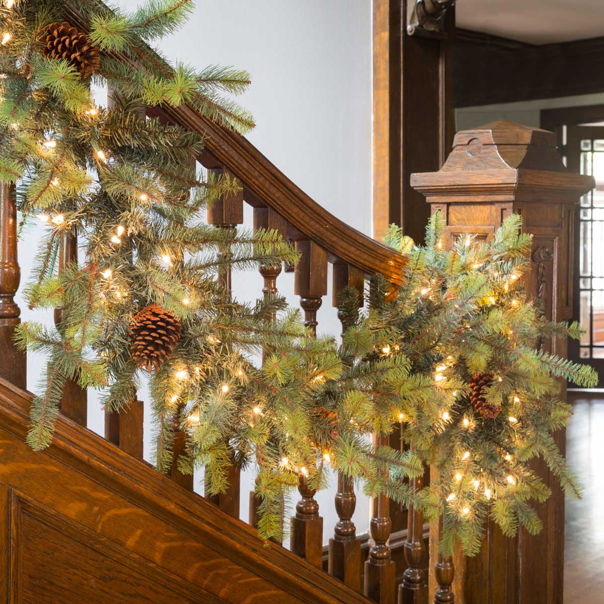 Blue Spruce Garland w/ LED-Iron Accents