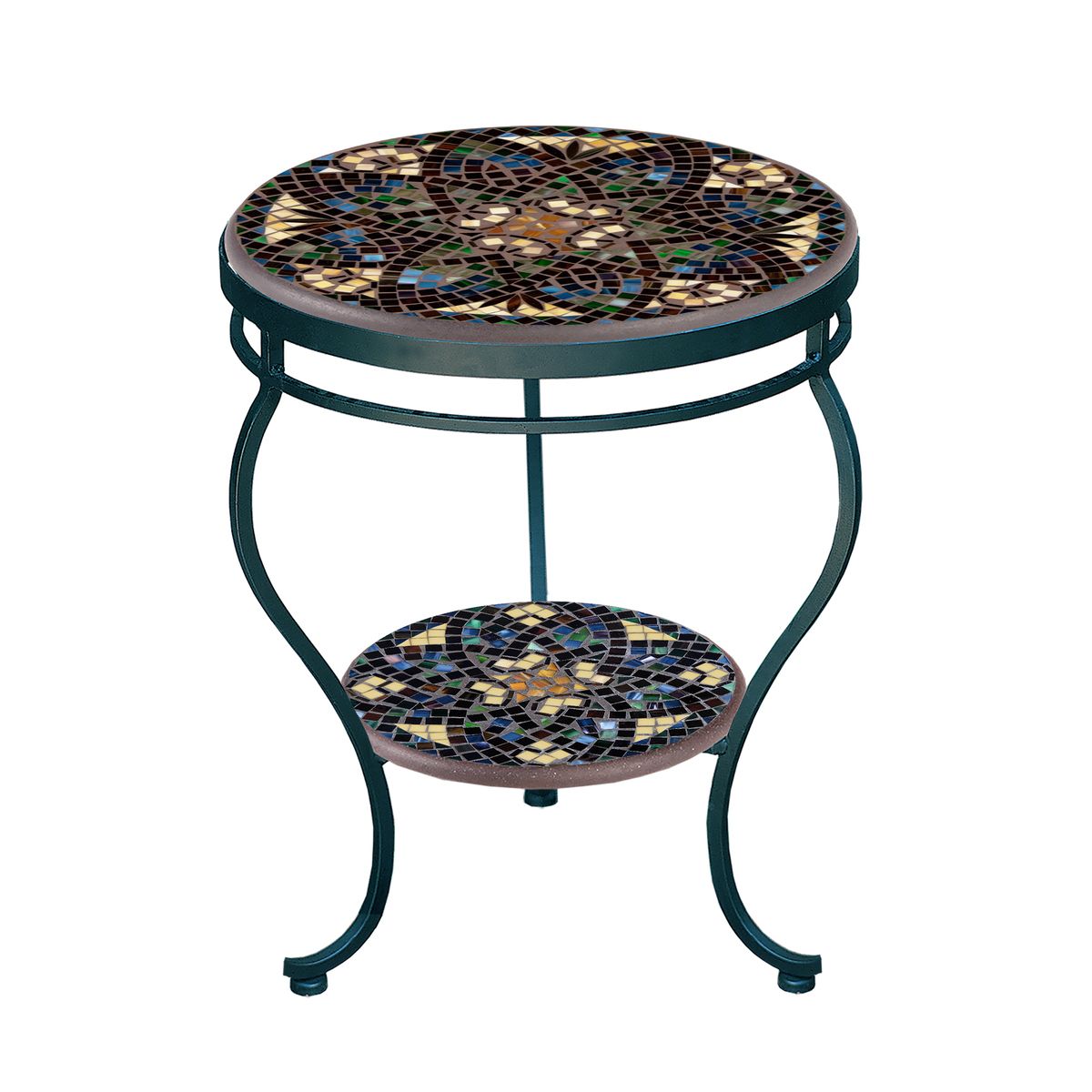 Monaco Mosaic Side Table - Tiered-Iron Accents