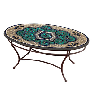 Sardinia Mosaic Coffee Table - Oval-Iron Accents