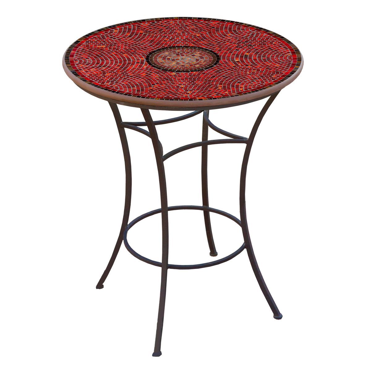 Ruby Glass Mosaic High Dining Table-Iron Accents