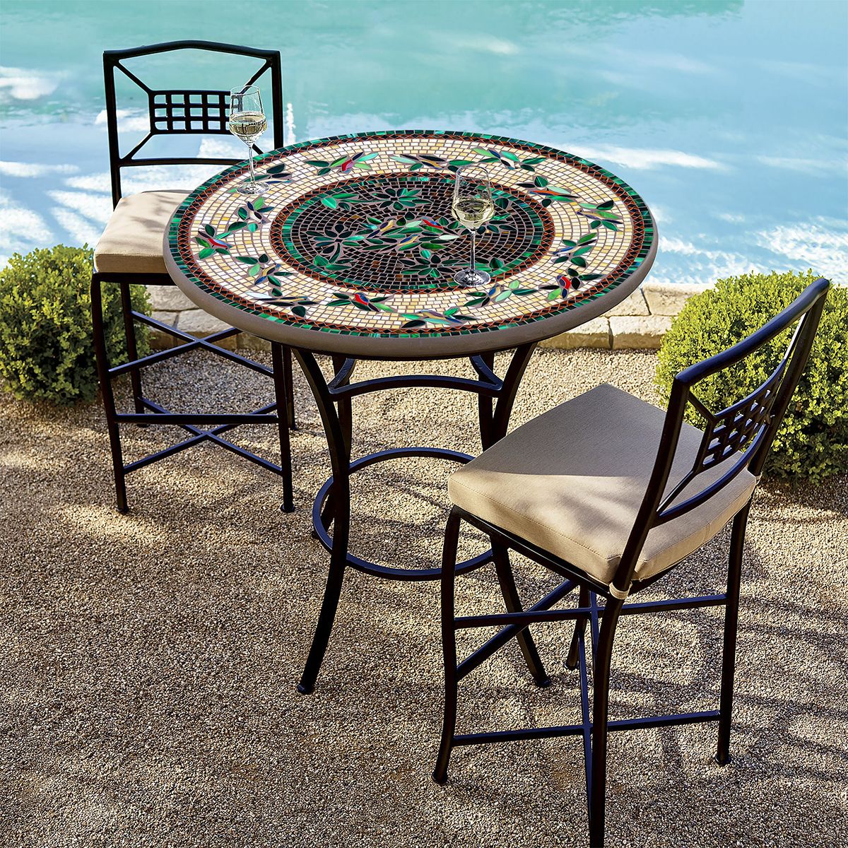 Finch Mosaic High Dining Table-Iron Accents