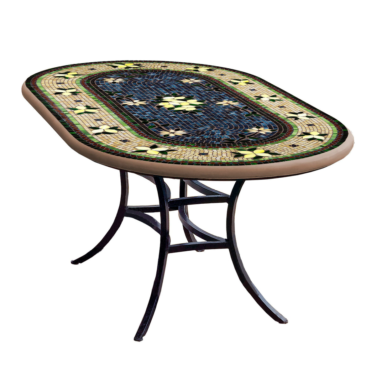Tuscan Lemons Mosaic Oval Bistro-Iron Accents