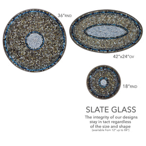 Slate Glass Mosaic Table Tops-Iron Accents