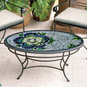 Giovella Mosaic Coffee Table - Oval-Iron Accents
