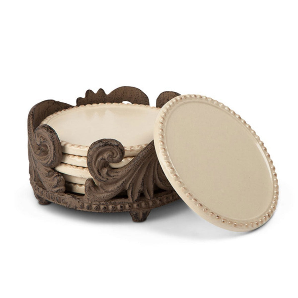 Acanthus Coasters (Set-6)-Iron Accents