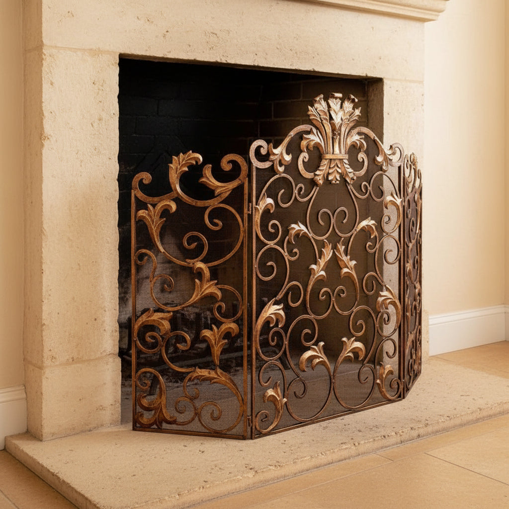 Royale Acanthus Gold Fireplace Screen