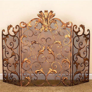 Acanthus Leaf Fire Screen-Iron Accents