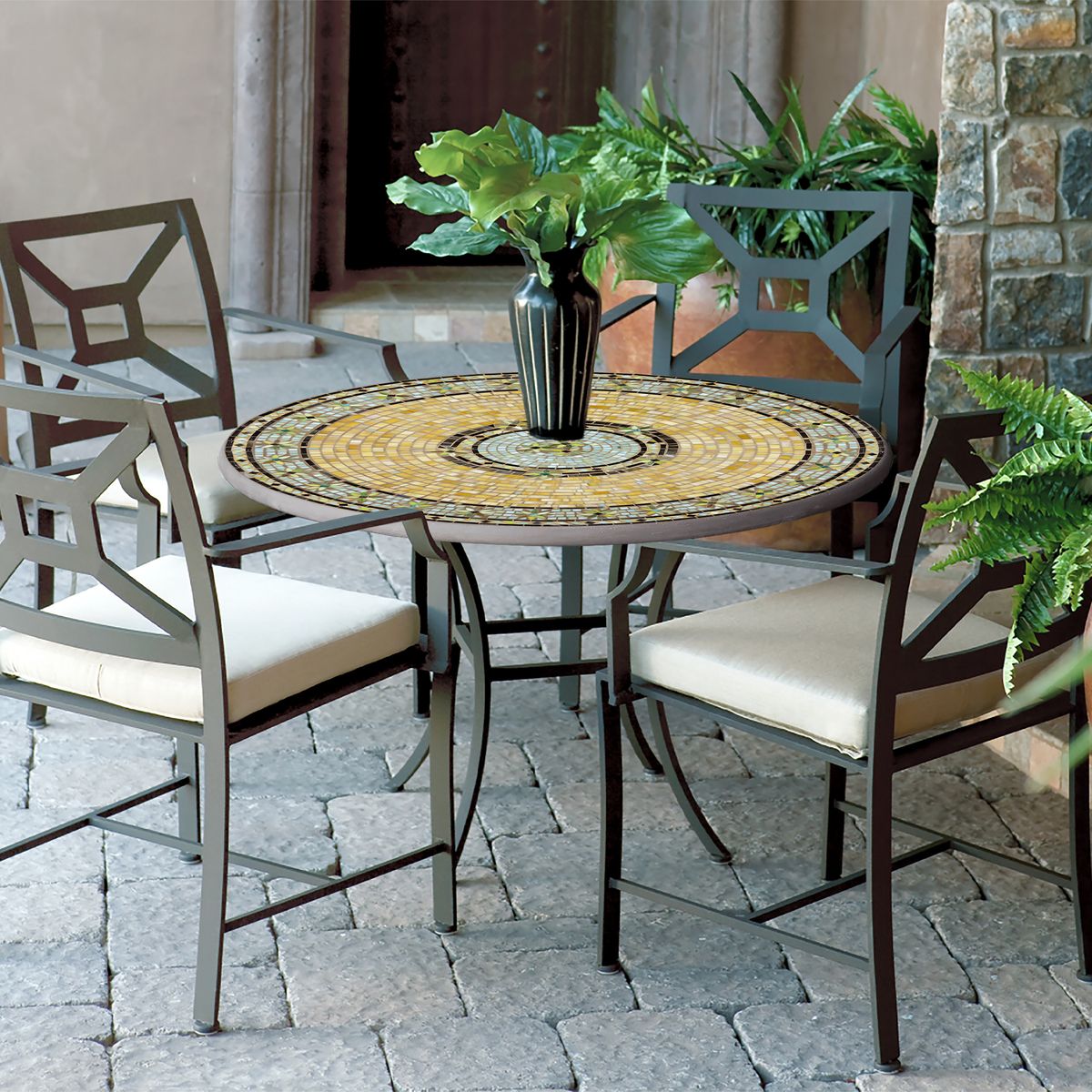 Malibu Mosaic Patio Table-Iron Accents
