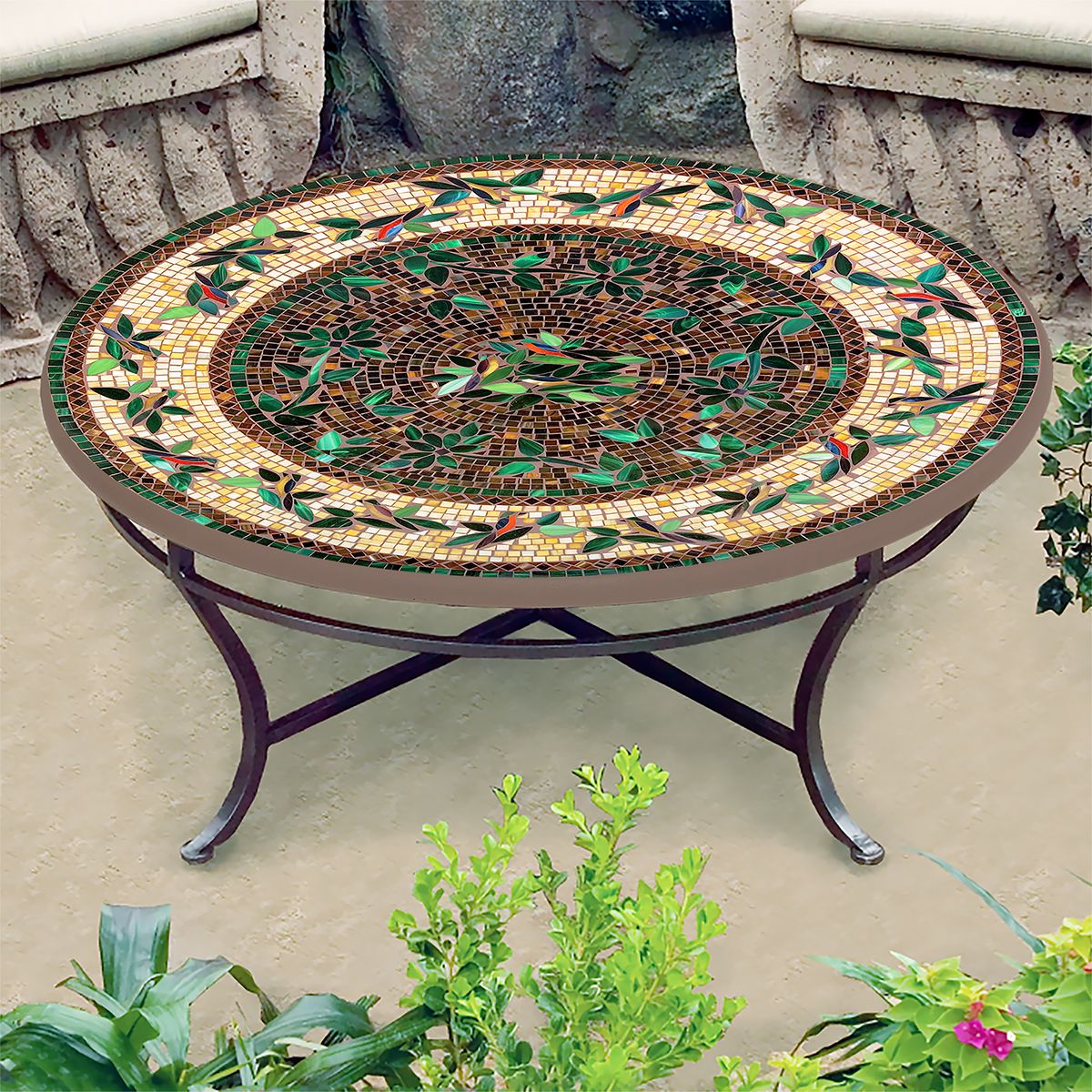 Finch Mosaic Coffee Table-Iron Accents