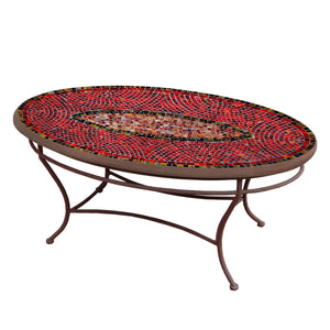 Ruby Glass Mosaic Coffee Table - Oval-Iron Accents