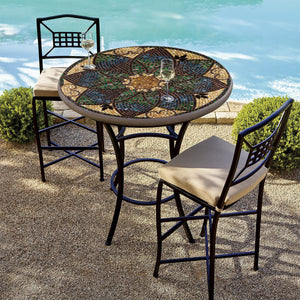 Monaco Mosaic High Dining Table-Iron Accents