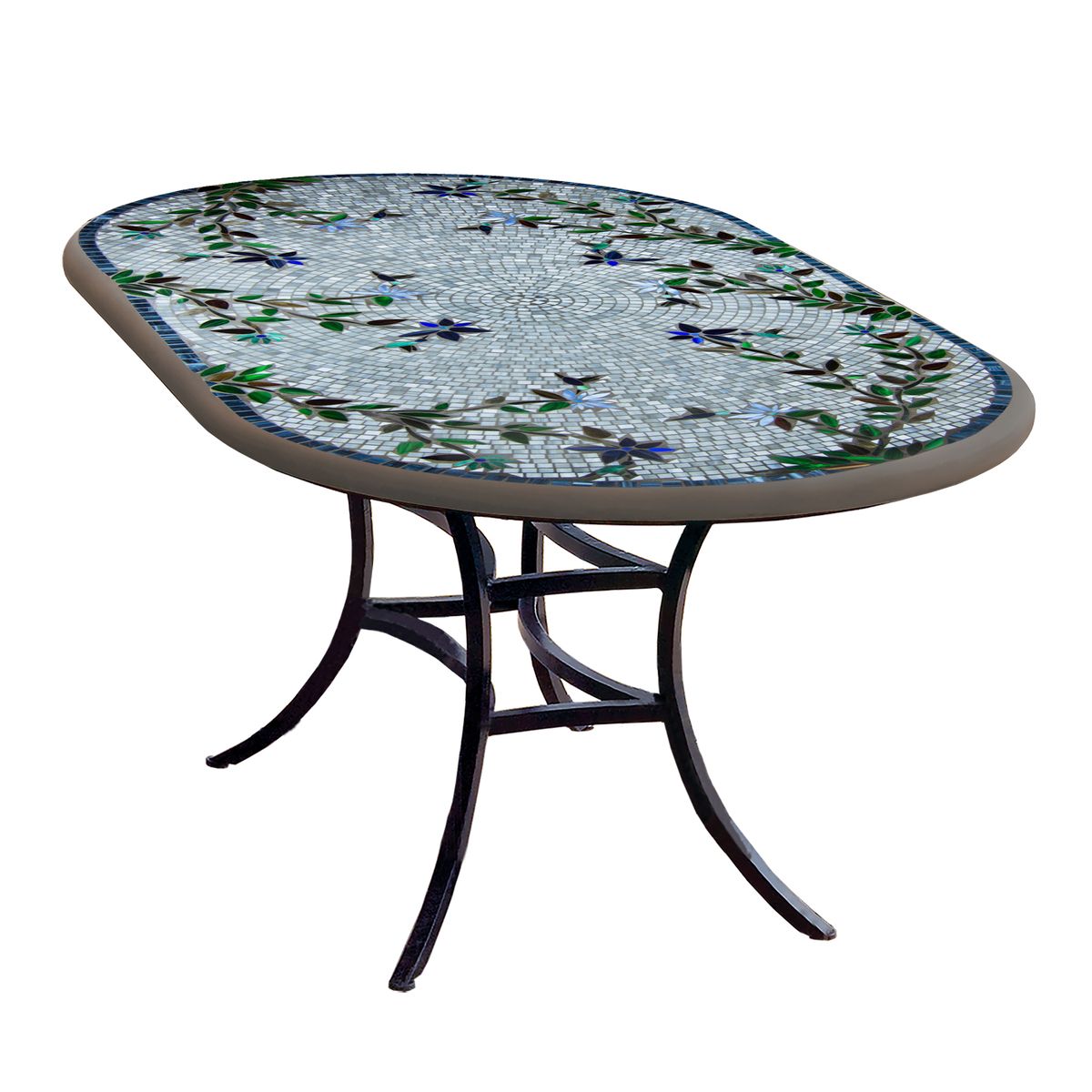 Royal Hummingbird Mosaic Oval Bistro-Iron Accents