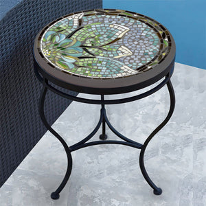 Lovina Mosaic Side Table-Iron Accents