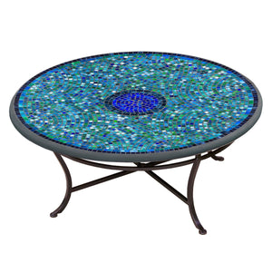 Opal Glass Mosaic Coffee Table-Iron Accents