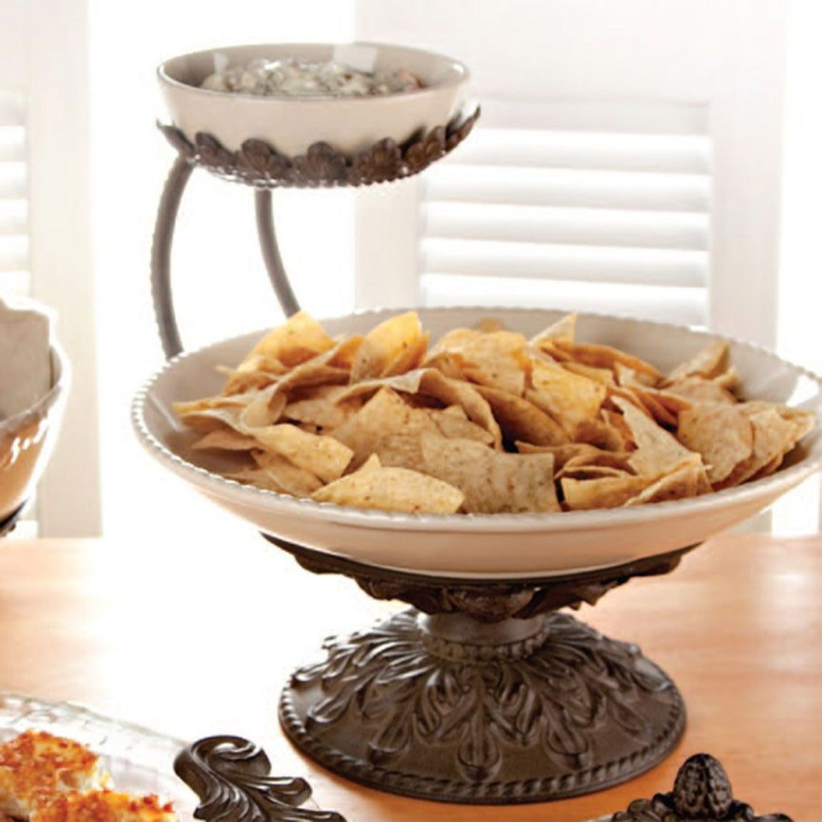 Acanthus Chip & Dip Server-Iron Accents