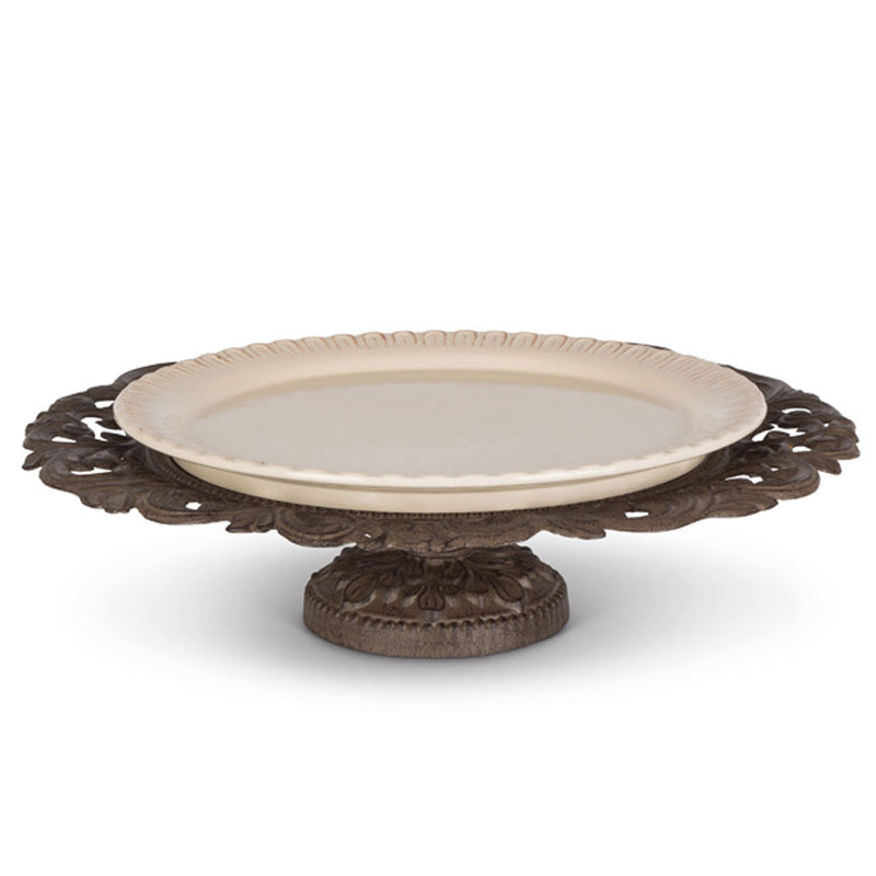 Pedestal Serving Platter Iron Accents