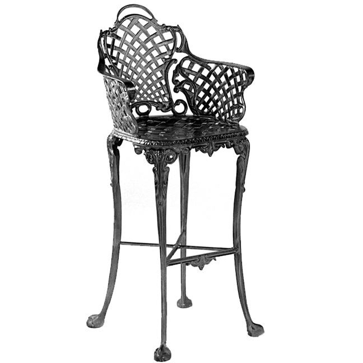 Basketweave Bar Stool (Set-2)-Iron Accents