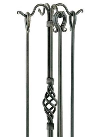 Basket Weave Fire Tools-Iron Accents