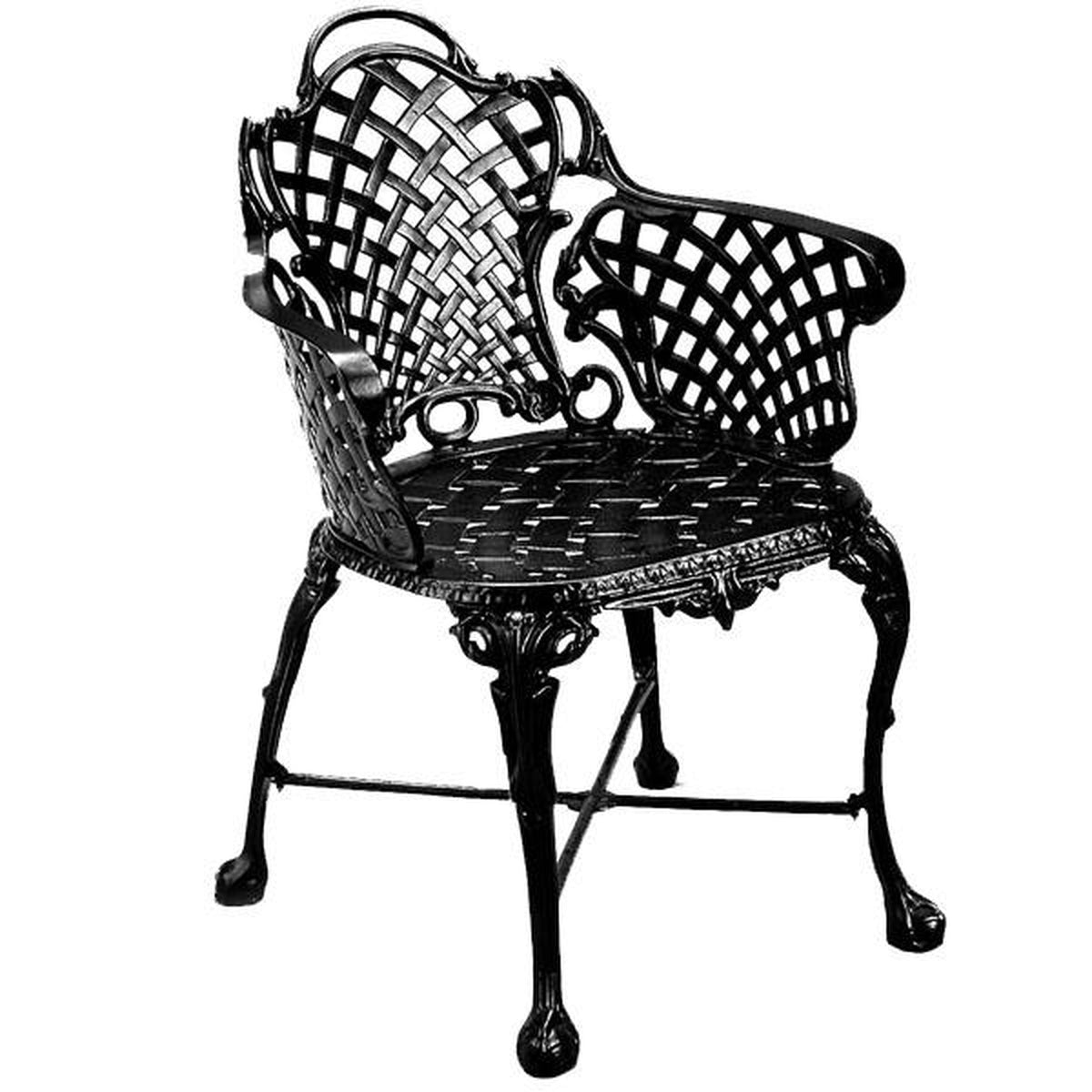 Basketweave Arm Chair (Set-2)-Iron Accents