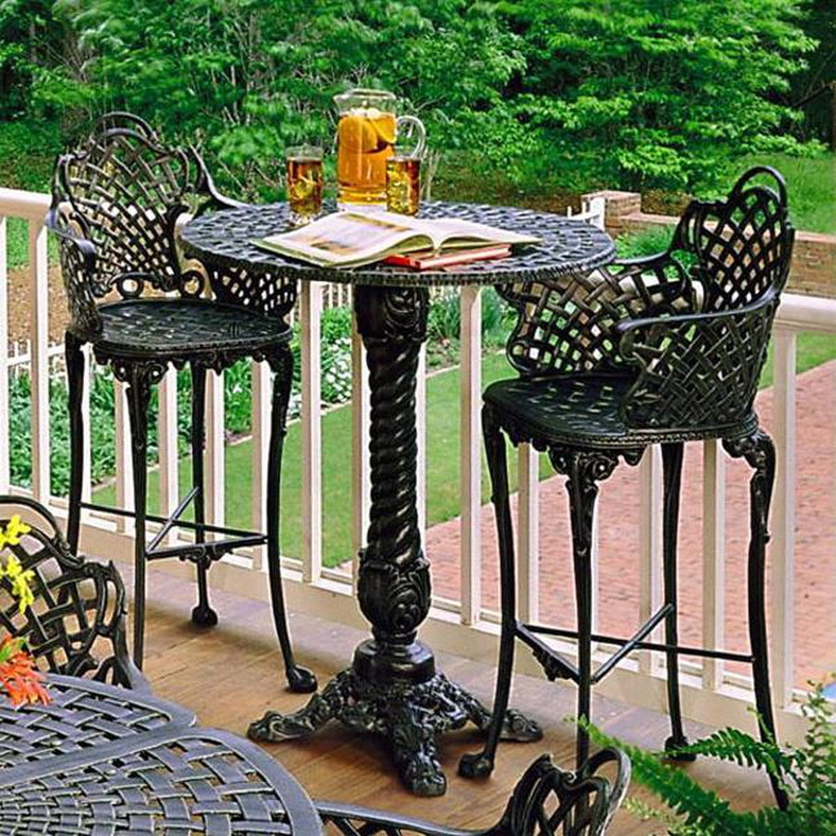 Basketweave Bar Table Iron Accents - Main Image