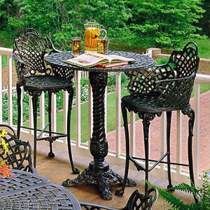 Basketweave Bar Table-Iron Accents