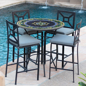 Lake Como Mosaic High Dining Table-Iron Accents