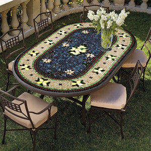 Tuscan Lemons Mosaic Oval Bistro-Iron Accents